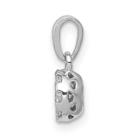 10k White Gold Pendant with Round Diamond Cluster, Floral-Inspired Design for Women