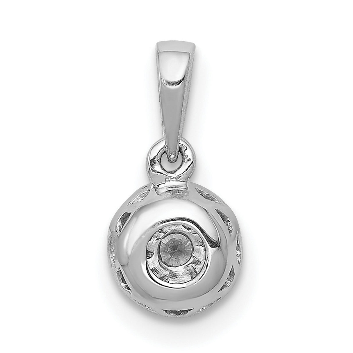 10k White Gold Pendant with Round Diamond Cluster, Floral-Inspired Design for Women