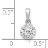 10k White Gold Pendant with Round Diamond Cluster, Floral-Inspired Design for Women