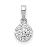 10k White Gold Pendant with Round Diamond Cluster, Floral-Inspired Design for Women
