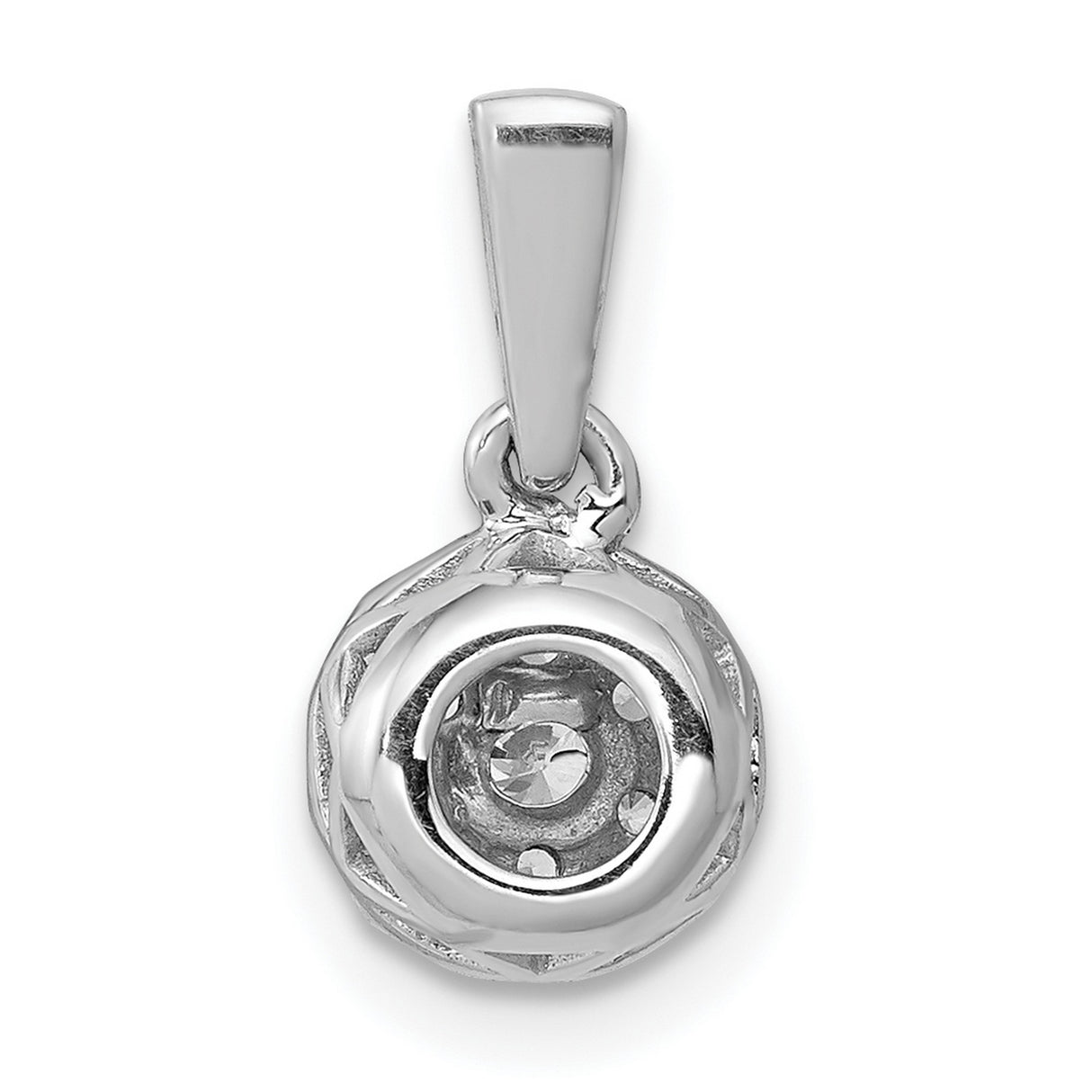 10k White Gold Diamond Cluster Pendant with Round Starburst Floral Circle Design