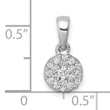 10k White Gold Diamond Cluster Pendant with Round Starburst Floral Circle Design