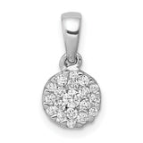 10k White Gold Diamond Cluster Pendant with Round Starburst Floral Circle Design