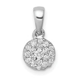 1/4ct Diamond Circle Cluster Charm Pendant in Real 14k White Gold