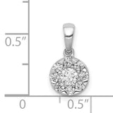 1/2ct Diamond Circle Cluster Charm Pendant in Real 14k White Gold