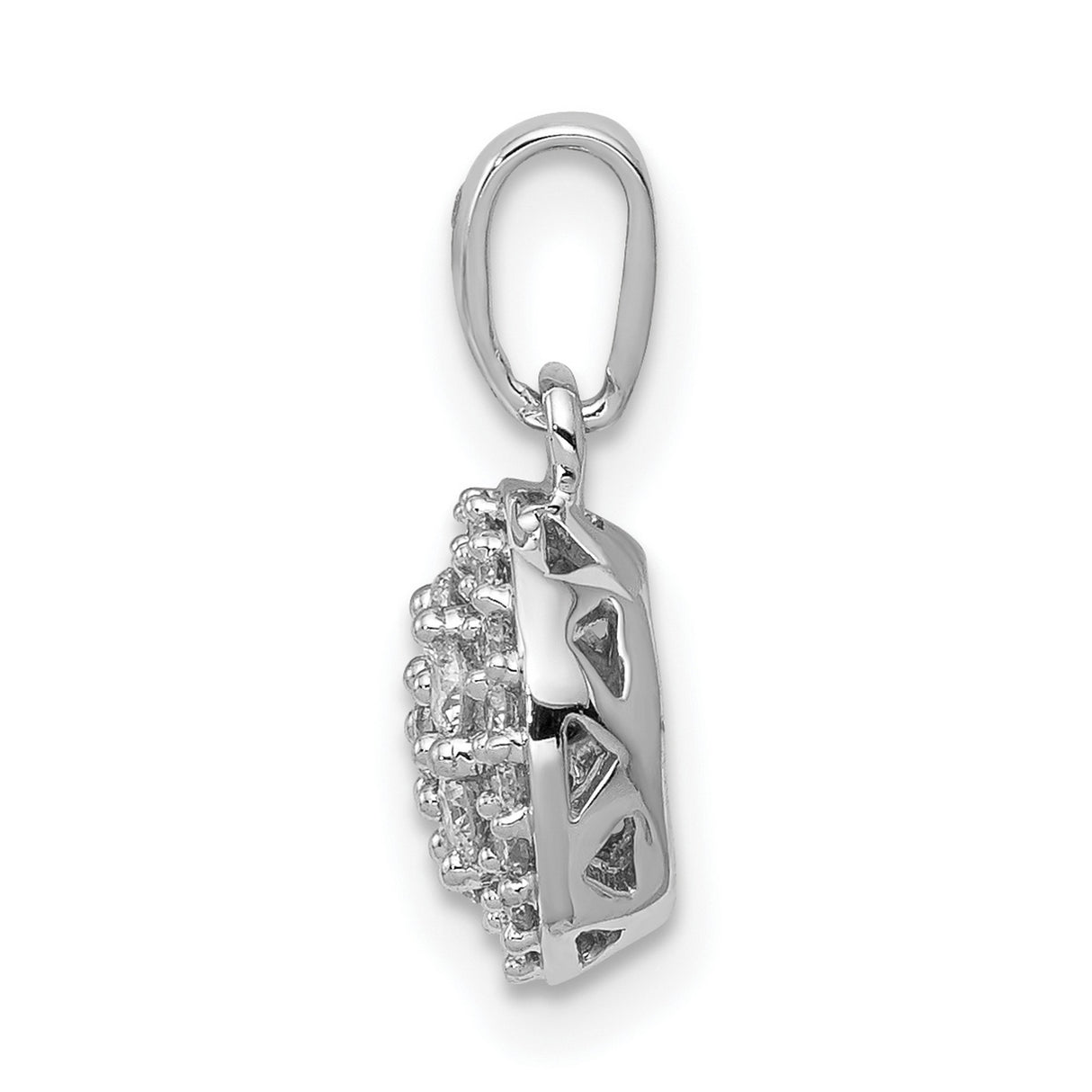 10k White Gold Pendant with Round Diamond Cluster in Halo Setting for Women