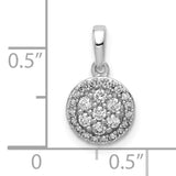 10k White Gold Pendant with Round Diamond Cluster in Halo Setting for Women