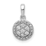10k White Gold Pendant with Round Diamond Cluster in Halo Setting for Women