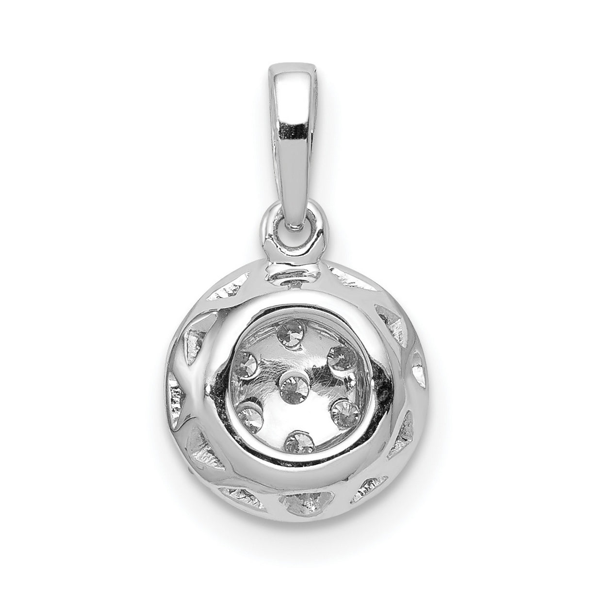 1/4ct Diamond Round Halo Cluster Charm Pendant in Real 14k White Gold