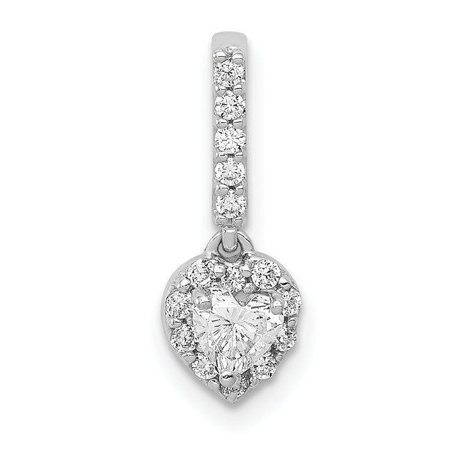 1/4ct Diamond Slide Chain Slide Charm Pendant in Real 14k White Gold