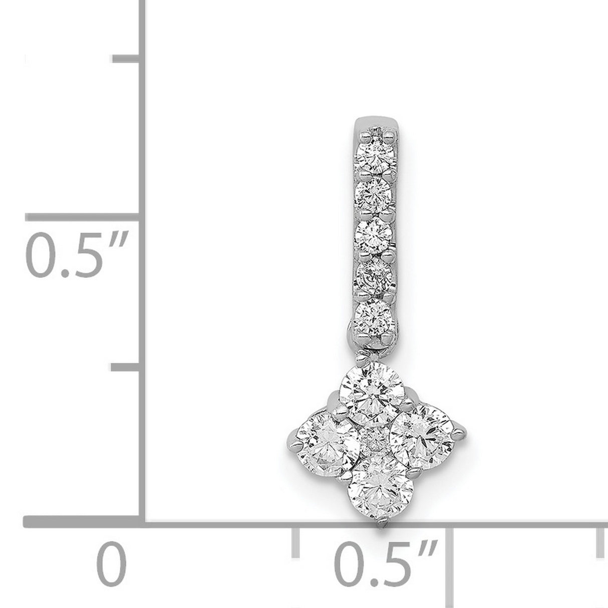 1/2ct Diamond Slide Chain Slide Charm Pendant in Real 14k White Gold