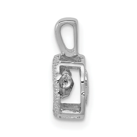 1/10ct Vibrant Moving Diamond Charm Pendant in Real 14k White Gold