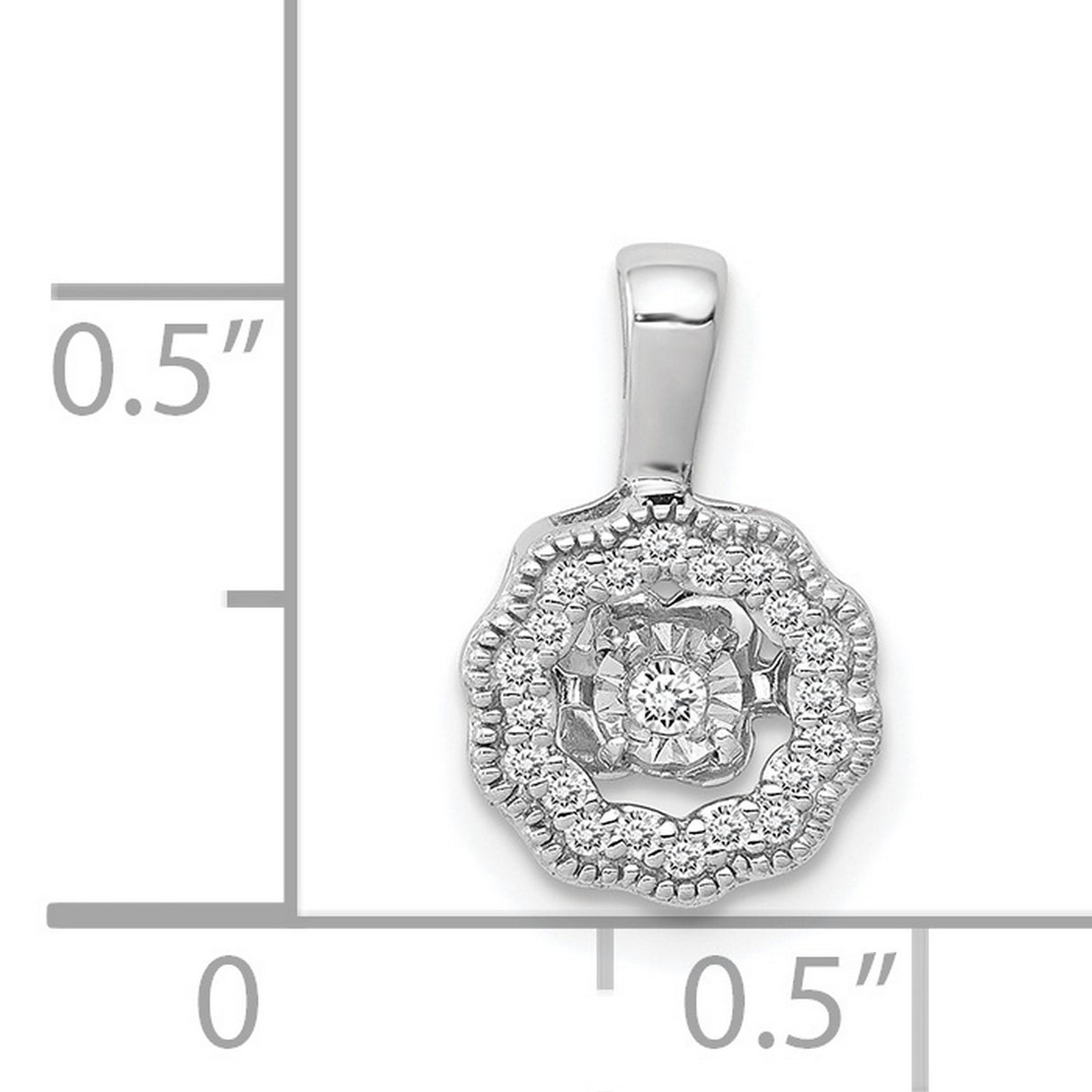 1/10ct Vibrant Moving Diamond Charm Pendant in Real 14k White Gold