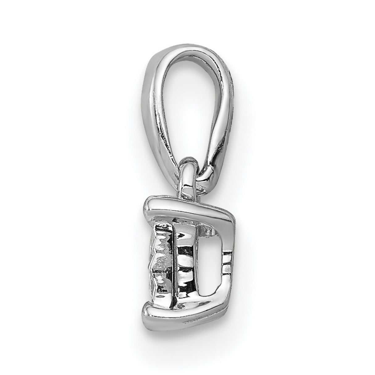 1/10ct Diamond Square Charm Pendant in Real 14k White Gold