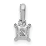 1/10ct Diamond Square Charm Pendant in Real 14k White Gold