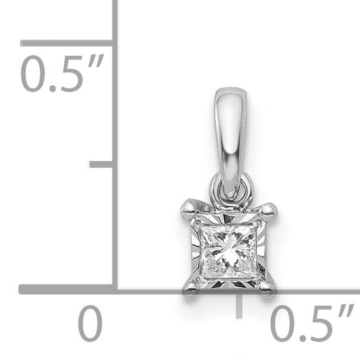 1/10ct Diamond Square Charm Pendant in Real 14k White Gold