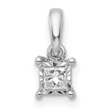 1/10ct Diamond Square Charm Pendant in Real 14k White Gold