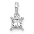 1/5ct Diamond Square Charm Pendant in Real 14k White Gold