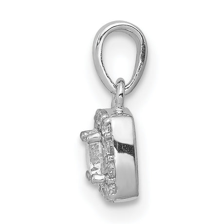 1/3ct Diamond Square Cluster Charm Pendant in Real 14k White Gold