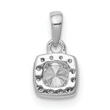 14k White Gold Diamond Pendant with Round Center Stone in Cushion Halo Setting