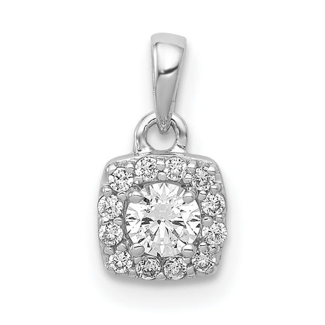 1/3ct Diamond Square Cluster Charm Pendant in Real 14k White Gold