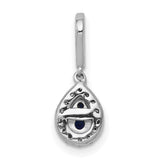 1/4ct Blue/White Diamond Teardrop Charm Pendant in Real 14k White Gold