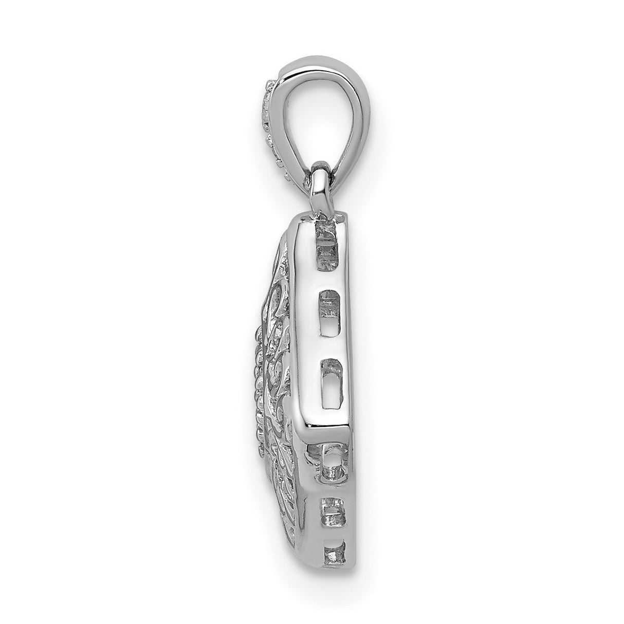 1/15ct Diamond Fancy Charm Pendant in Real 14k White Gold