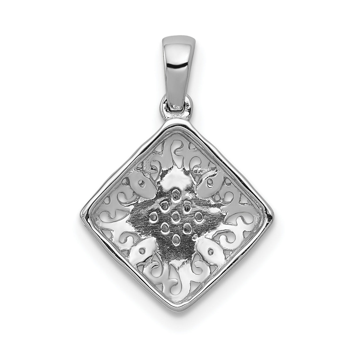 1/15ct Diamond Fancy Charm Pendant in Real 14k White Gold