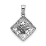 1/15ct Diamond Fancy Charm Pendant in Real 14k White Gold