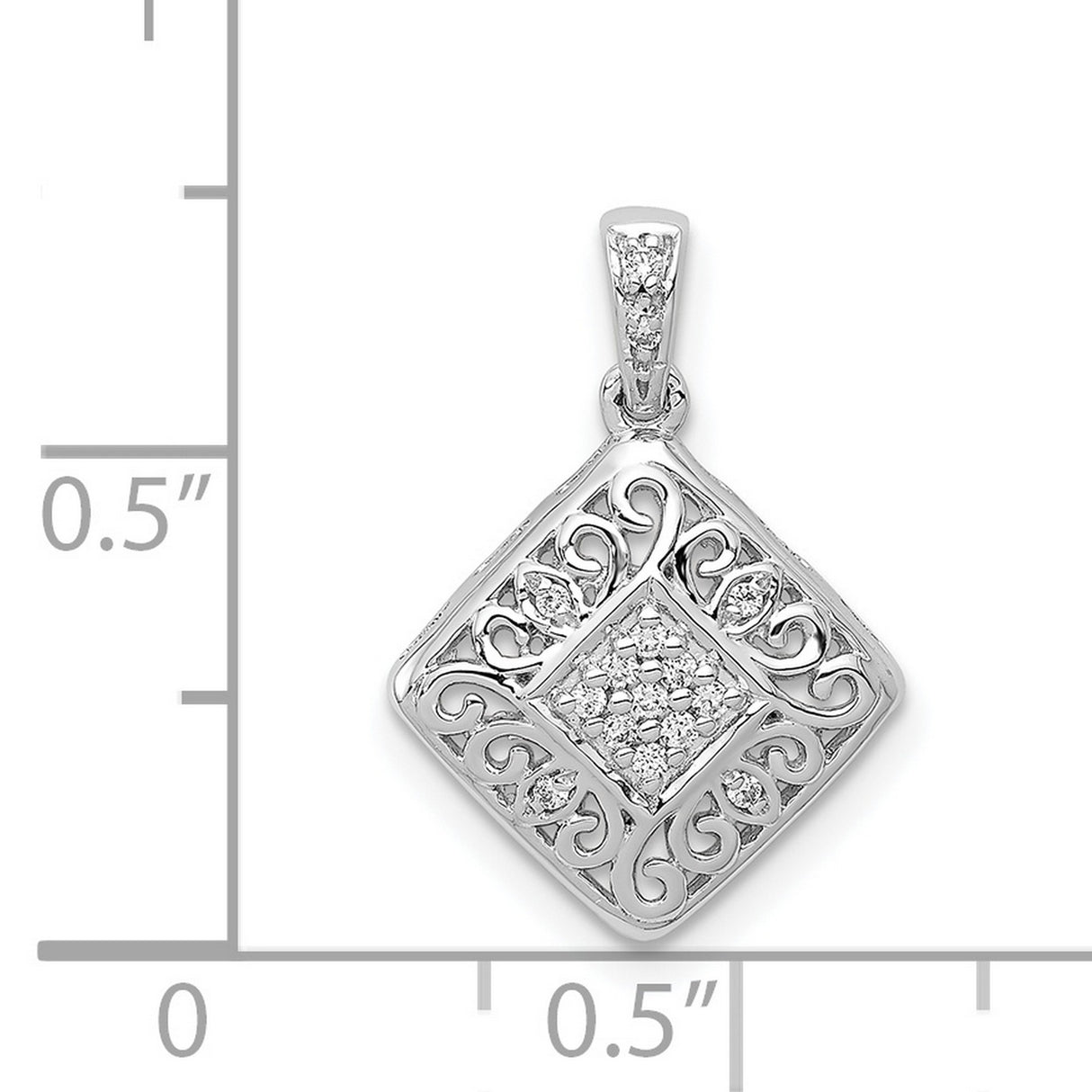 1/15ct Diamond Fancy Charm Pendant in Real 14k White Gold