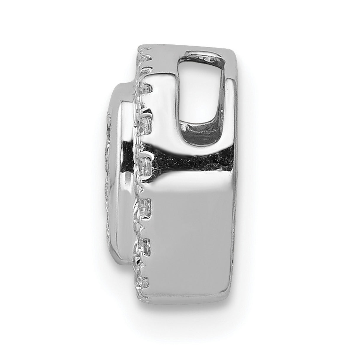 1/3ct Diamond Square Cluster Chain Slide Charm Pendant in Real 14k White Gold