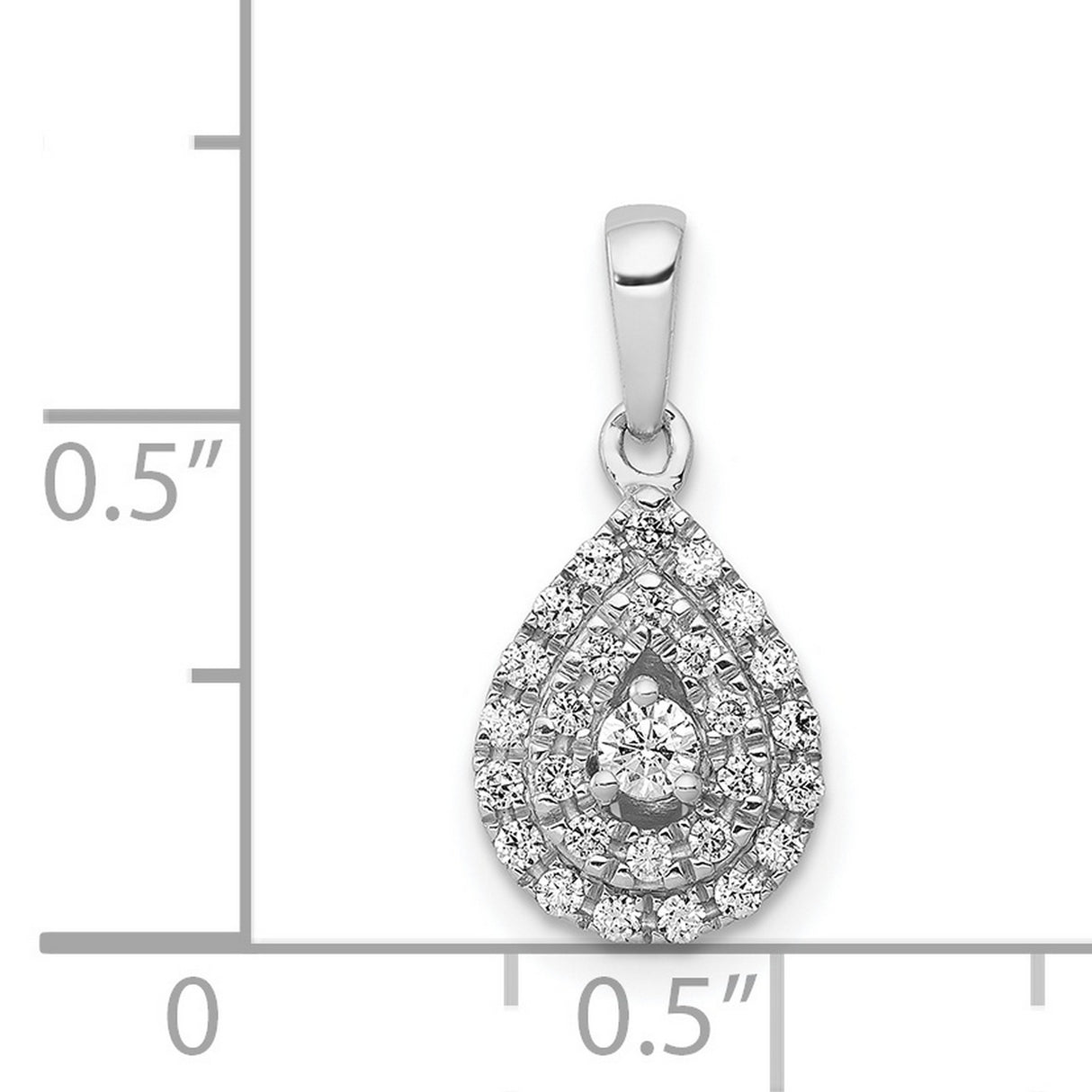 1/4ct Diamond Teardrop Charm Pendant in Real 14k White Gold