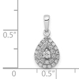 1/4ct Diamond Teardrop Charm Pendant in Real 14k White Gold