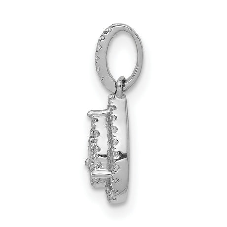 10k White Gold Teardrop Pendant with Round Cut Diamonds, Classic Halo Style