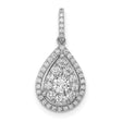 1/2ct Diamond Teardrop Charm Pendant in Real 14k White Gold