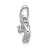 14k White Gold Swirl Diamond Pendant with Round Cut Center Stone and Accent Diamonds