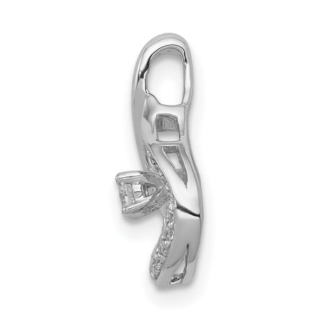 14k White Gold Swirl Diamond Pendant with Round Cut Center Stone and Accent Diamonds