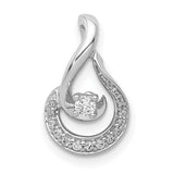 14k White Gold Swirl Diamond Pendant with Round Cut Center Stone and Accent Diamonds