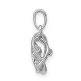 1/4ct Vibrant Diamond Intertwined Rings Charm Pendant in Real 14k White Gold