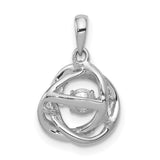 1/4ct Vibrant Diamond Intertwined Rings Charm Pendant in Real 14k White Gold