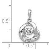 1/4ct Vibrant Diamond Intertwined Rings Charm Pendant in Real 14k White Gold