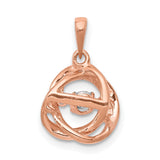 1/5ct Vibrant Diamond Intertwined Rings Charm Pendant in Real 14k Rose Gold