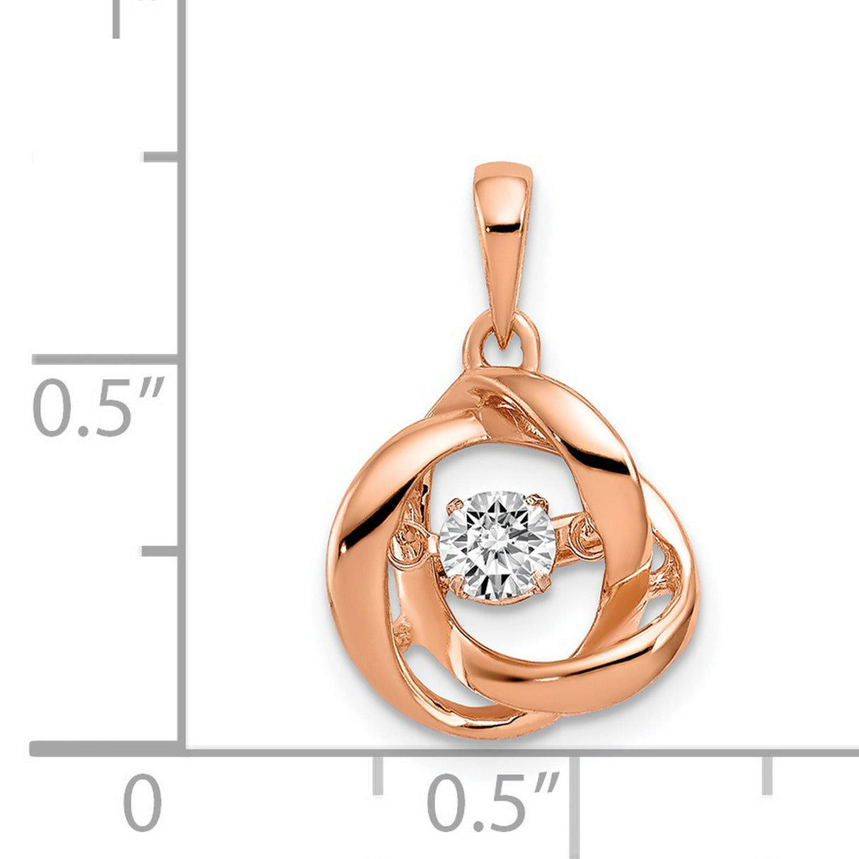 1/5ct Vibrant Diamond Intertwined Rings Charm Pendant in Real 14k Rose Gold