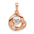 1/5ct Vibrant Diamond Intertwined Rings Charm Pendant in Real 14k Rose Gold