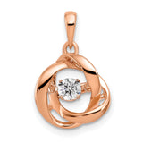 1/5ct Vibrant Diamond Intertwined Rings Charm Pendant in Real 14k Rose Gold