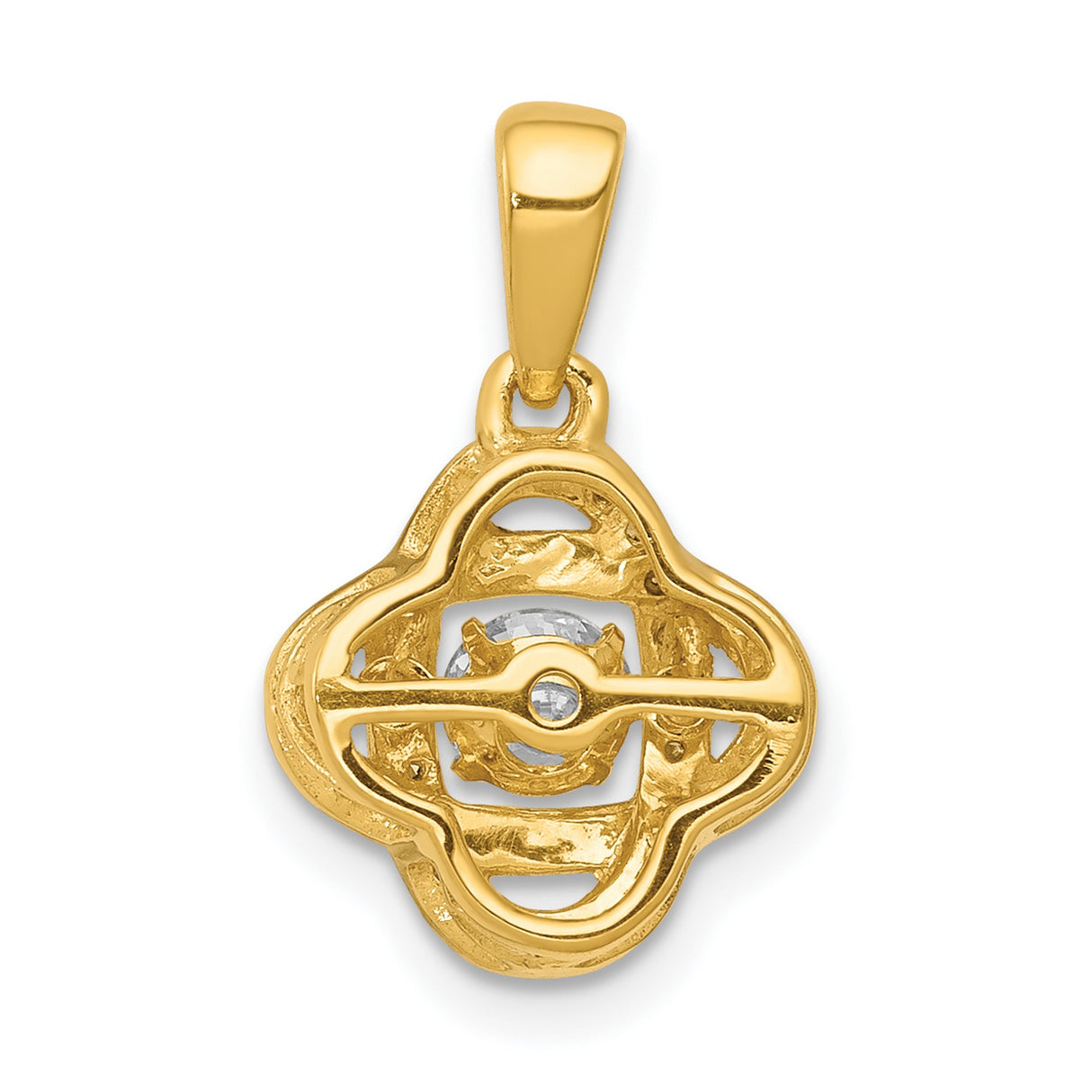 1/3ct Vibrant Moving Diamond Fancy Knot Charm Pendant in Real 14k Yellow Gold