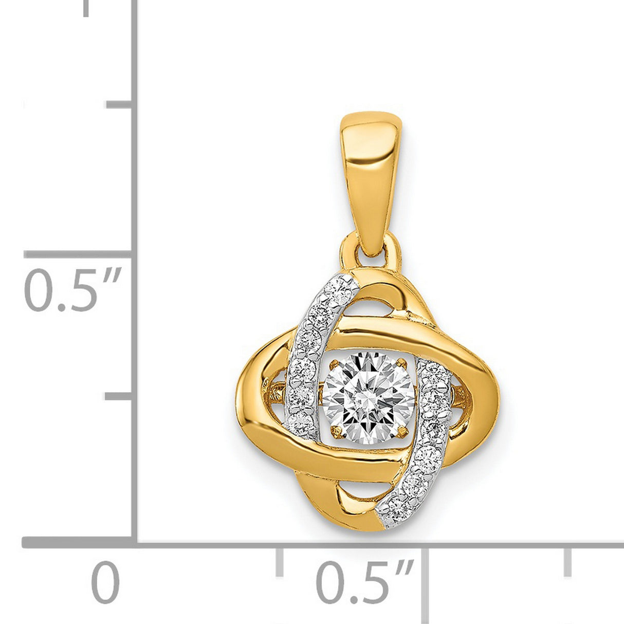 1/3ct Vibrant Moving Diamond Fancy Knot Charm Pendant in Real 14k Yellow Gold