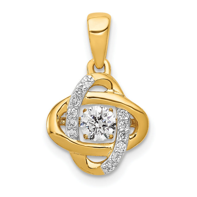 1/3ct Vibrant Moving Diamond Fancy Knot Charm Pendant in Real 14k Yellow Gold