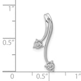 1/10ct. Diamond Double Curved Lines Chain Slide Charm Pendant in Real 14k White Gold