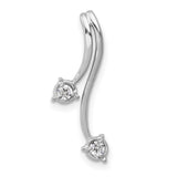 1/10ct. Diamond Double Curved Lines Chain Slide Charm Pendant in Real 14k White Gold